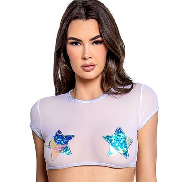 Bright Lights Mesh Cropped Top - Picture 1 of 2